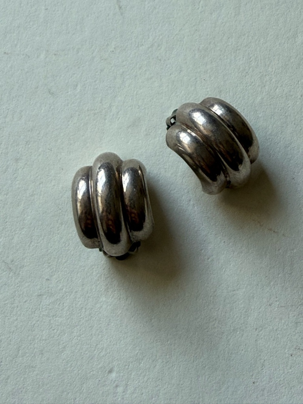 Vintage Barra Sterling Silver Modernist Clip-On Earrings Sculptural 925 - Picture 2 of 7